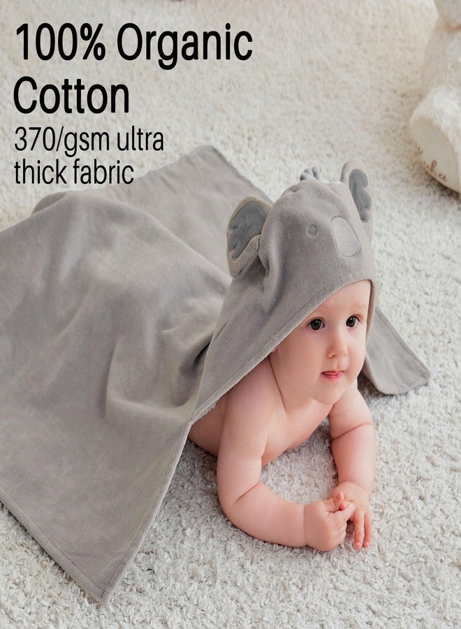 فيفي لاند مناشف أطفال بغطاء رأس من فيفيلاند، عبوة من قطعتين، مناشف استحمام ناعمة للأطفال مصنوعة من القطن بنسبة 100% مع غطاء رأس، سميكة للغاية وذات قدرة امتصاص عالية، ضرورية للأطفال حديثي الولادة والأطفال والرضع - بنين وبنات (فيل أزرق وكوالا) - Image 2